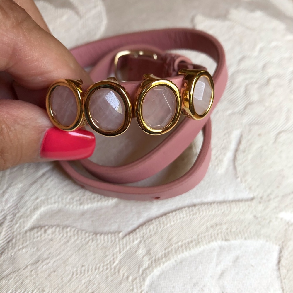 Rose quartz and leather wrap bracelet.  L👀K!